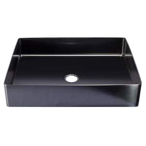 Black Stainless Steel Rectangular Vessel Sink with Drain