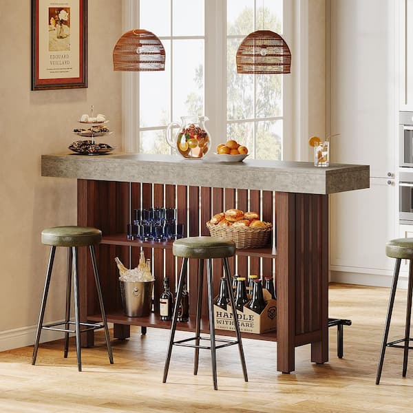 BYBLIGHT Kearsten Black 63 in. Bar Height Pub Table
