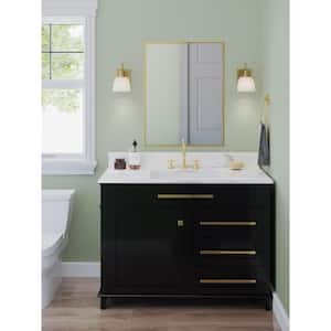 Preston 5.75 in. 1-Light Vintage Brass Vanity Light with Etched Opal Glass Shade