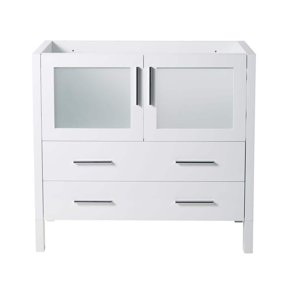 White Engineered Wood Freestanding Modern Bathroom Vanity Base