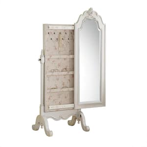 Edalene Pearl White Finish Metal Free Standing 20 in. W Jewelry Armoire
