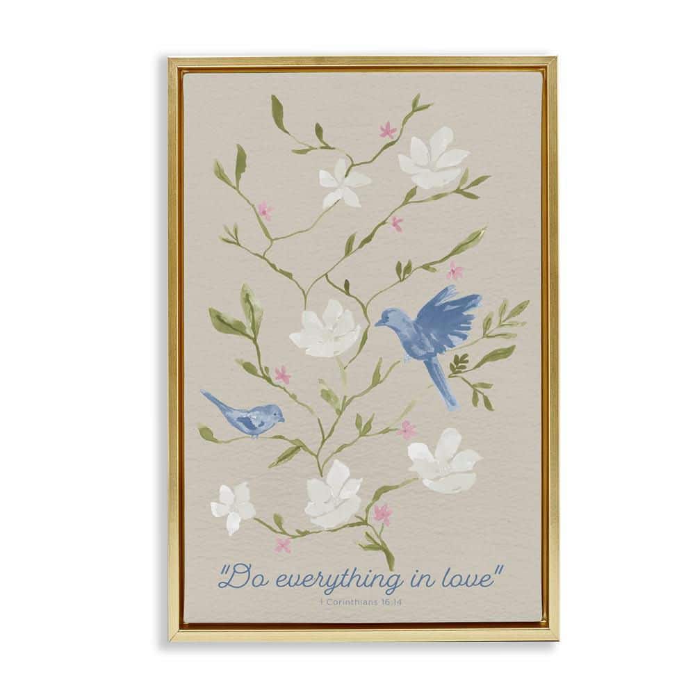 Floral Do Everything In Love by Lucille Price Gold Floater Frame Typography Graphic Art Print 31 in. x 21 in. price history on PriceWatchPro