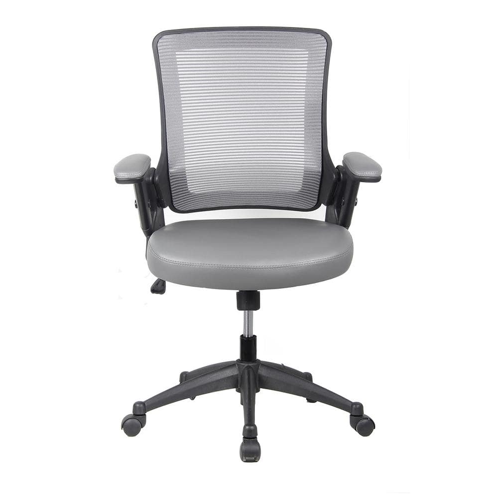 Gray Mesh and Leather Adjustable Task Desk Chair