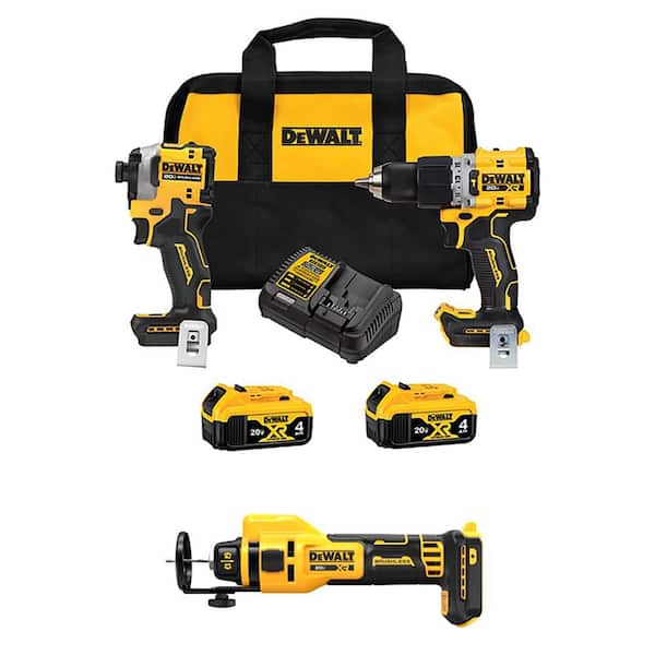 20V Max Lithium-Ion Cordless 3-Tool Combo Kit and Drywall Cut-Out Tool with (2) Flexvolt 6.0 Ah Batteries and Charger