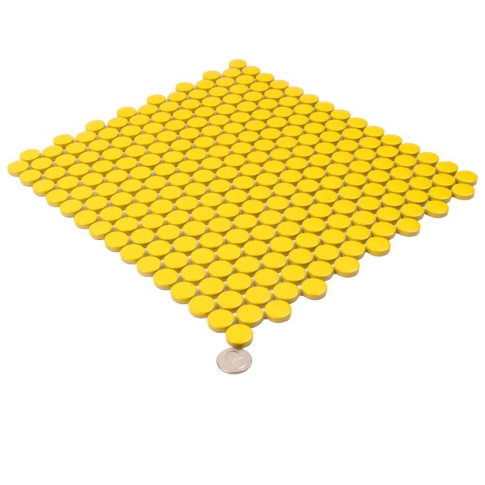 Cirkel 11.46'' Yellow Glossy Porcelain Mosaic Tile Sheet