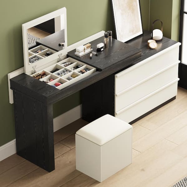 DreamHaven‌ 3-Drawers 74.68 in. Dresser with Mirror