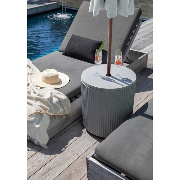 Round Gray Plastic 21'' Height Outdoor Umbrella Side table