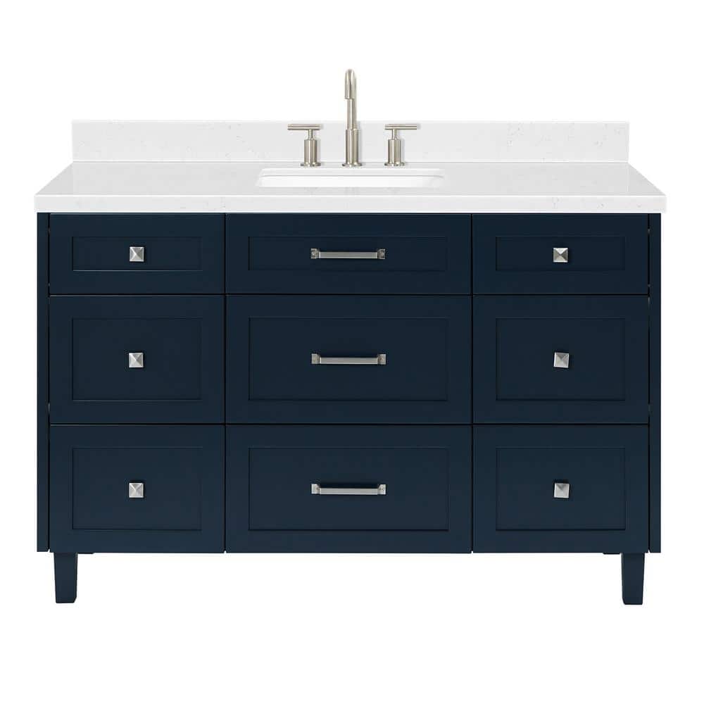 Midnight Blue 54" Single Sink Vanity with Carrara Quartz Top
