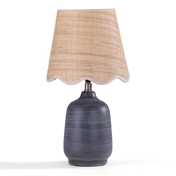 18.90 1-Light Black with White Stripe Table Lamp For Living Room