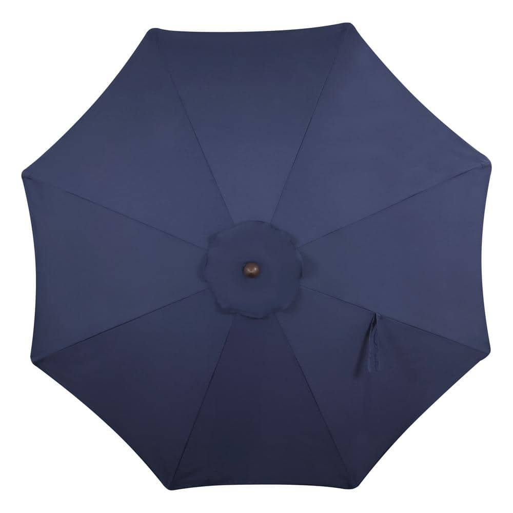 Tracy 9 ft. Navy Blue Scalloped Fringe Market Patio Umbrella
