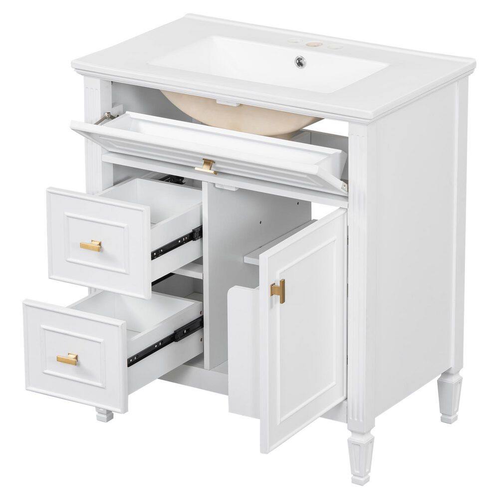 30 in. W x 18.4 in. D x 33.7 in. H Bathroom White Linen Cabinet price history on PriceWatchPro