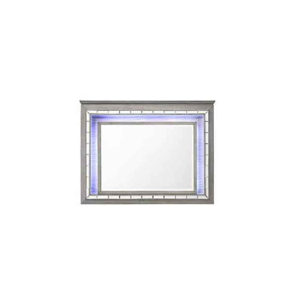 HomeRoots 48 in. W x 37 in. H Composite Gray Wood Vanity Mirror