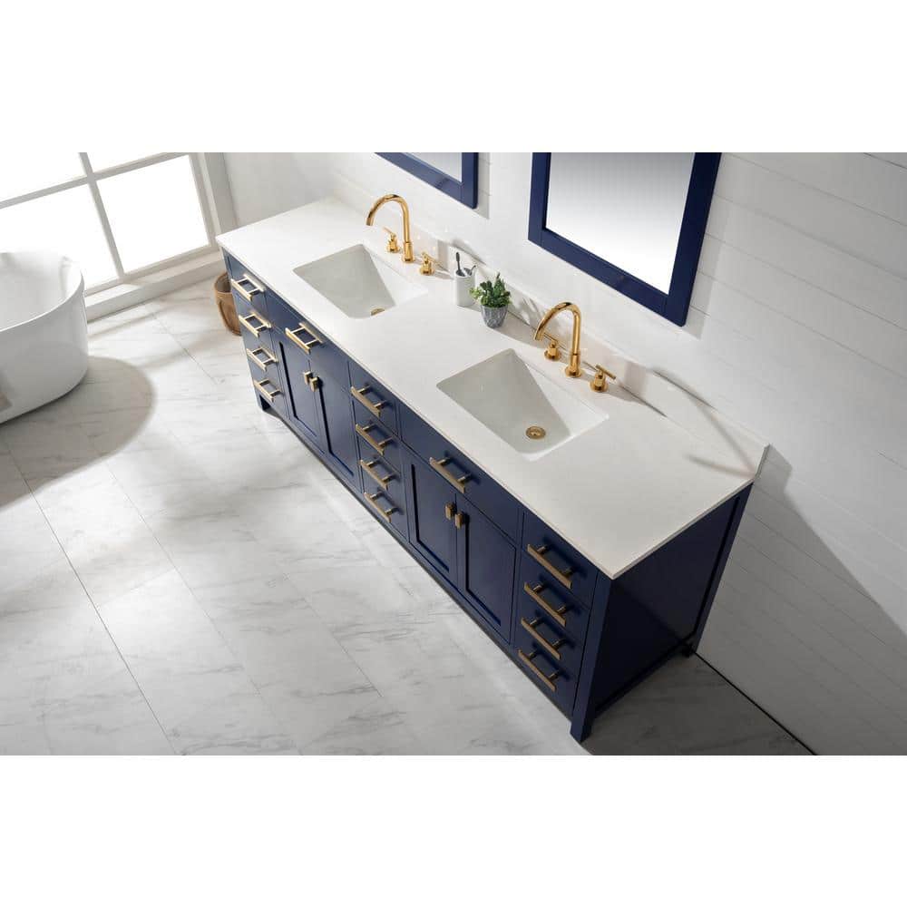 Valentino 84" Blue Double Vanity with Quartz Countertop