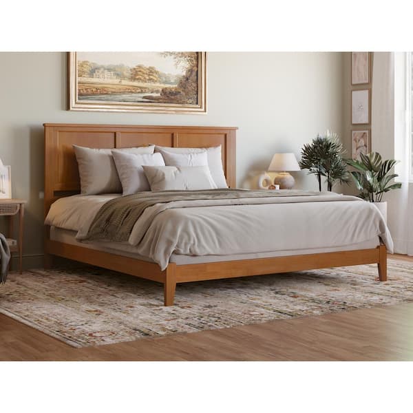 AFI Madison Light Toffee Natural Bronze Solid Wood Frame King Low Profile Platform Bed