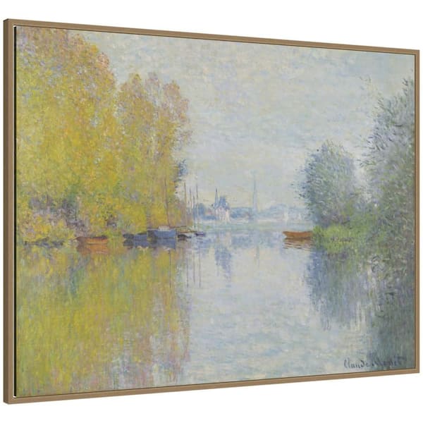 Sylvie "Autumn on the Seine Monet" by Nostalgia Prints Landscape Framed Canvas Art Print 32 in. x 42 in.