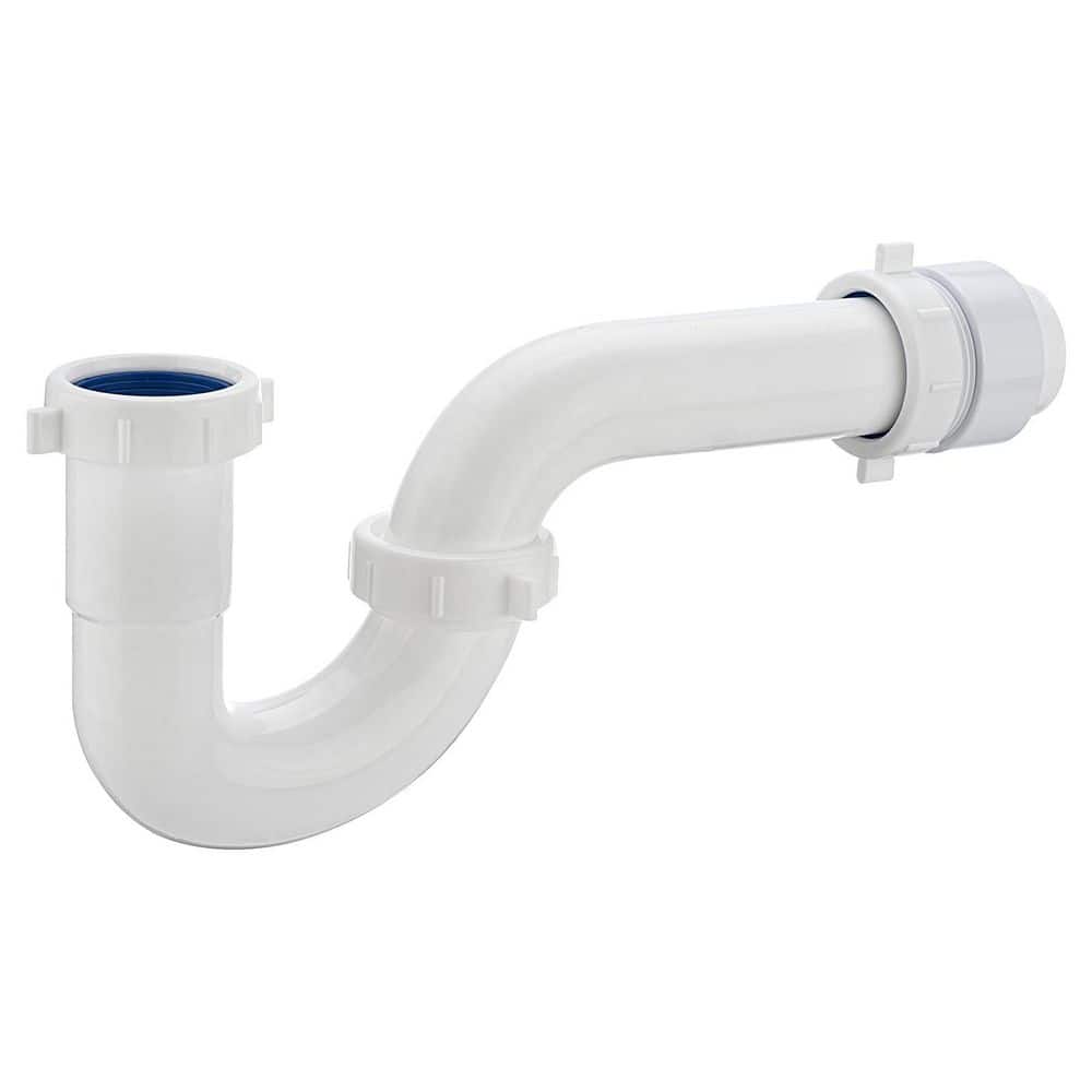 1 Pack Fit 1-1/2 in. Plastic White P Trap for Bathroom Kitchen Sink Drain Pipe Tubular Kit with White Threaded Adapter price history on PriceWatchPro