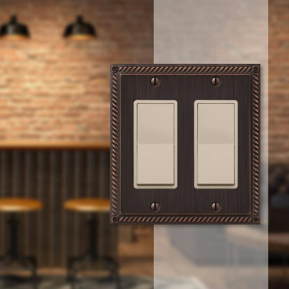 Aged Bronze Double Rocker Cast Metal Wallplate
