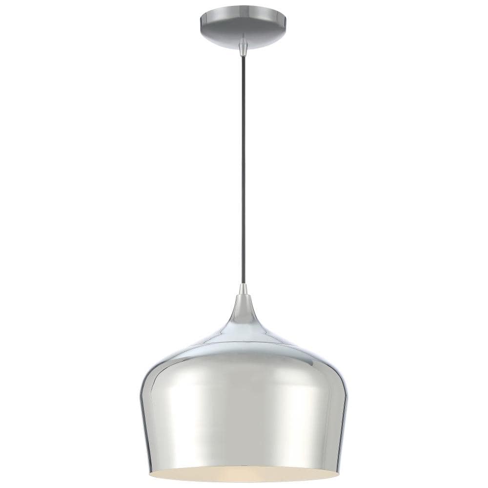 14" Chrome Glass Pendant Light with LED and Incandescent Options