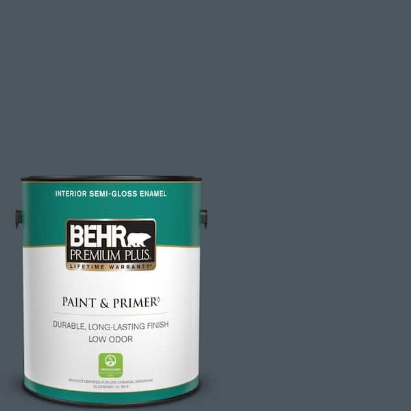 BEHR PREMIUM 1 gal. #N480-7 Midnight Blue Semi-Gloss Enamel