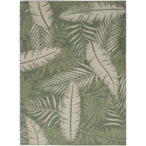 Nourison Garden Oasis Green Ivory 5 ft. x 7 ft. Nature-inspired Contemporary Area Rug