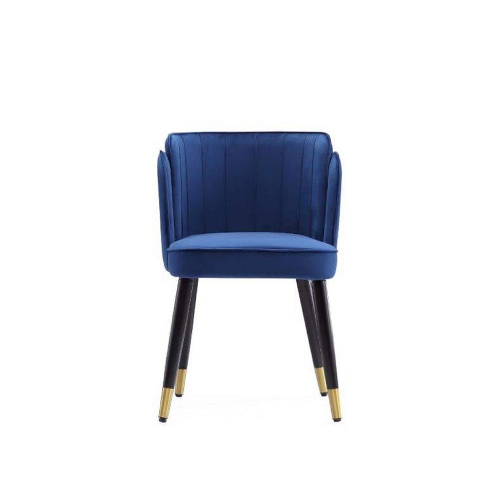 Royal Blue Velvet Upholstered Dining Chair with Gold Trim