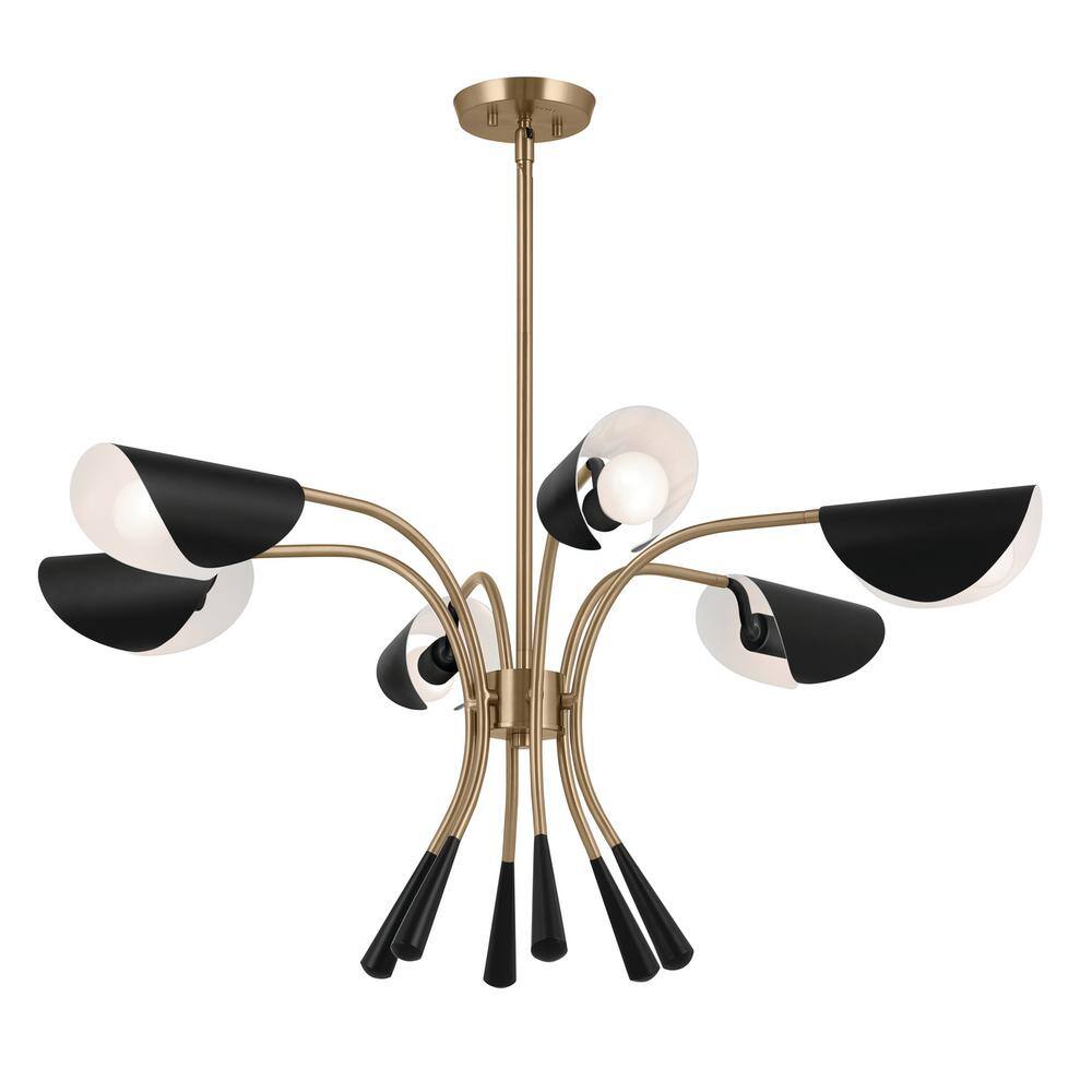 KICHLER Arcus 39.25 in. 6Light Champagne Bronze and Black Modern