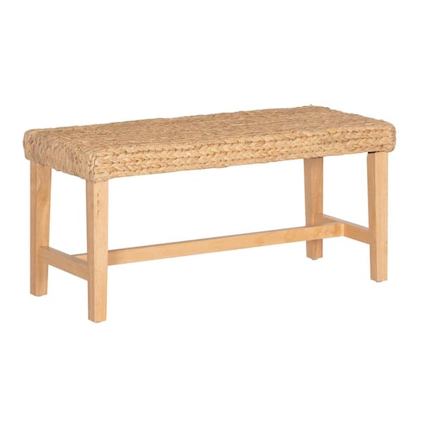 Linon Home Decor Halina Natural Dining Bench Backless with Hyacinth Seat 37.5 in. W