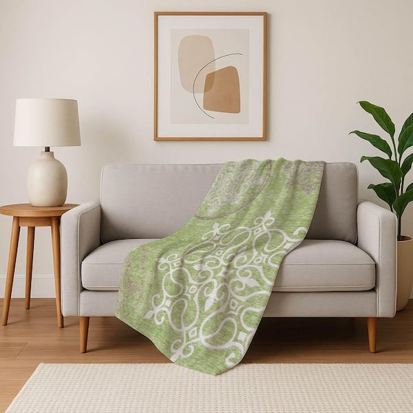 Premium Machine Washable ASB874 Aloe 50 in. x 70 in. Sherpa Throw Blanket