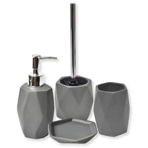 FORCLOVER 4-Piece Bathroom Accessory Set with Soap Pump, Soap Dish,  Toothbrush Holder and Tumbler in Gray QNM-A10-4 - The Home Depot