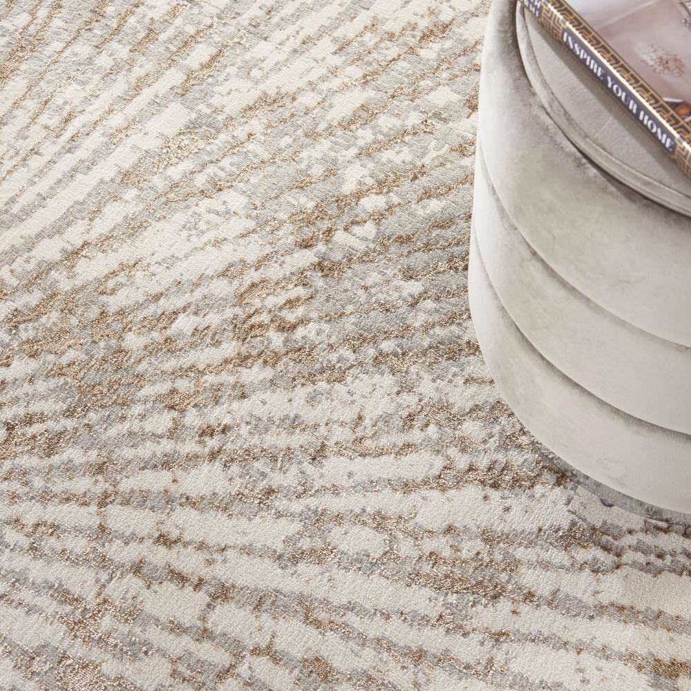 Gray and Gold Abstract 8' x 10' Synthetic Area Rug