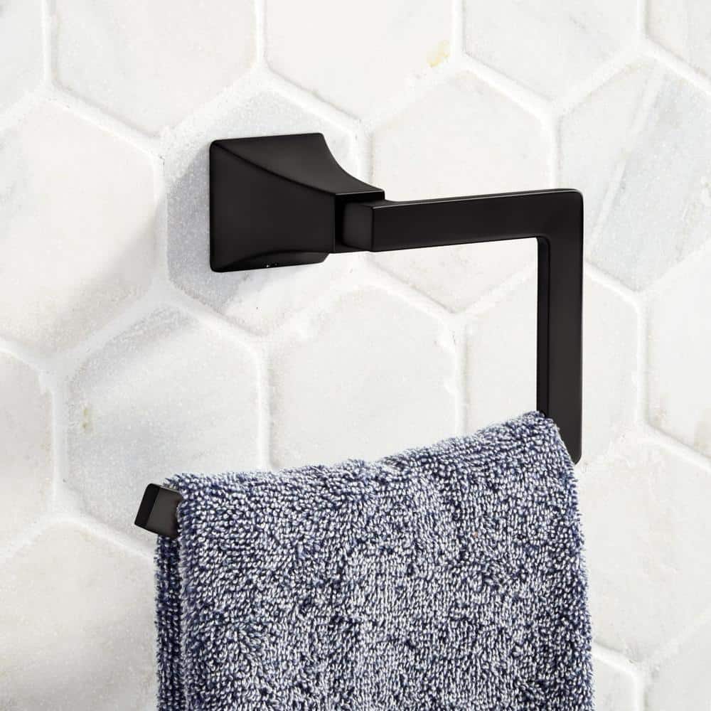 Vilamonte Matte Black Wall Mounted Modern Open Towel Ring