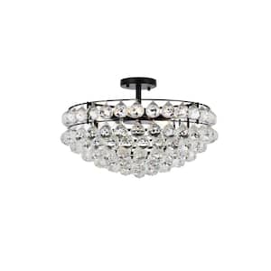 Timless Home 20 in. 5-Light Contemporary Black Flush Mount with No Bulbs Included