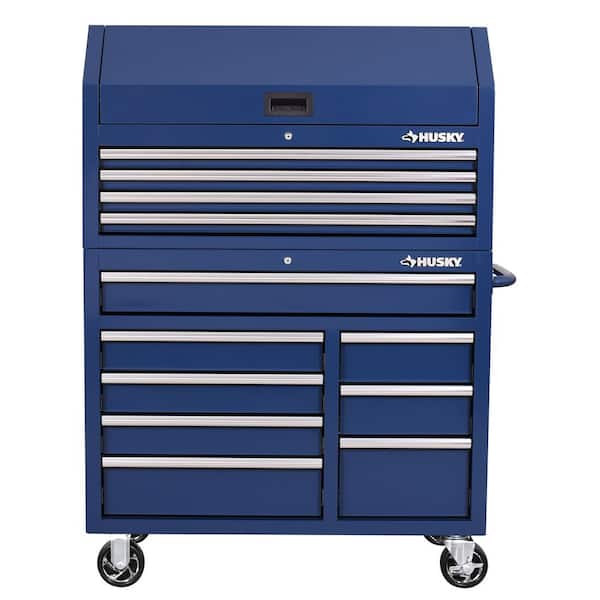 Husky Standard Duty 42 in. x 18 in. D 12-Drawer Blue Rolling Tool