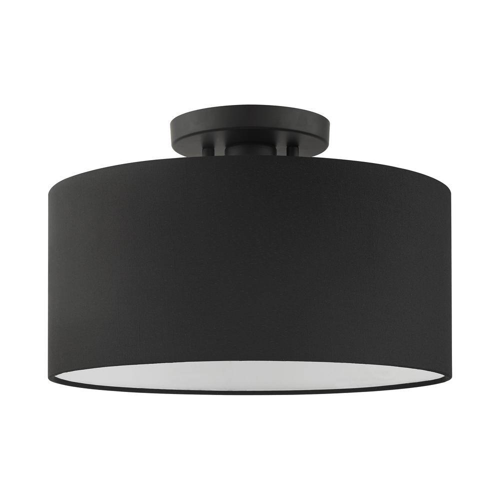 Bainbridge Modern Black and White Drum LED Semi-Flush Mount