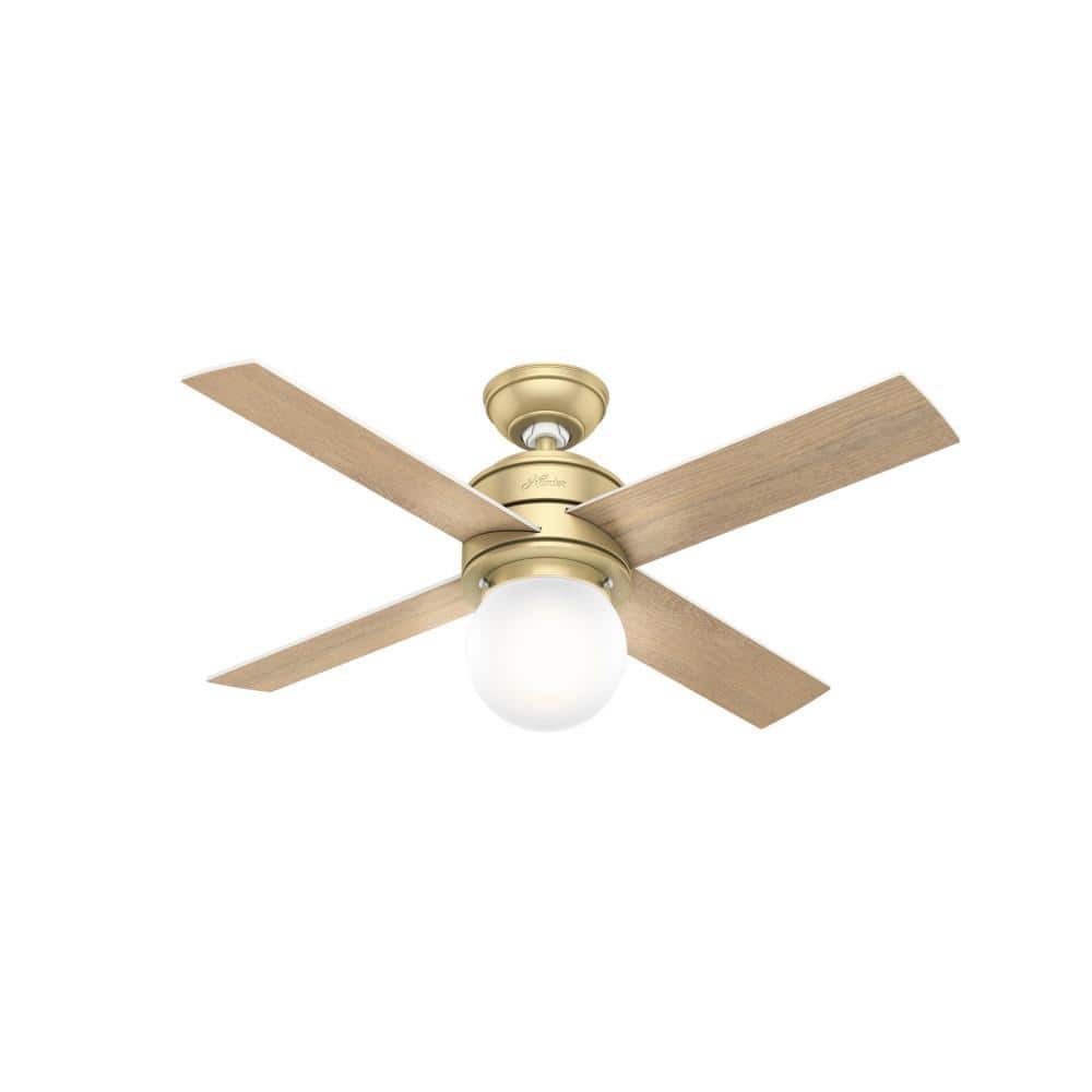 Hepburn 44" Modern Brass Low Profile Ceiling Fan with LED Chandelier