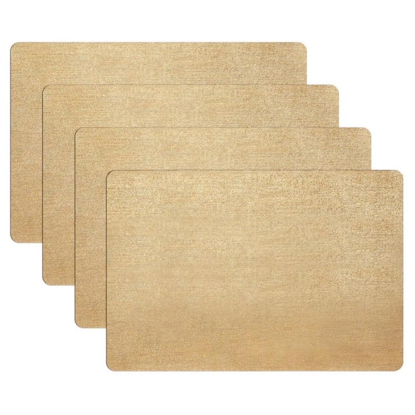 Hillstry 18 in. x 12 in. Gold Vinyl Placemats (Set of 4)