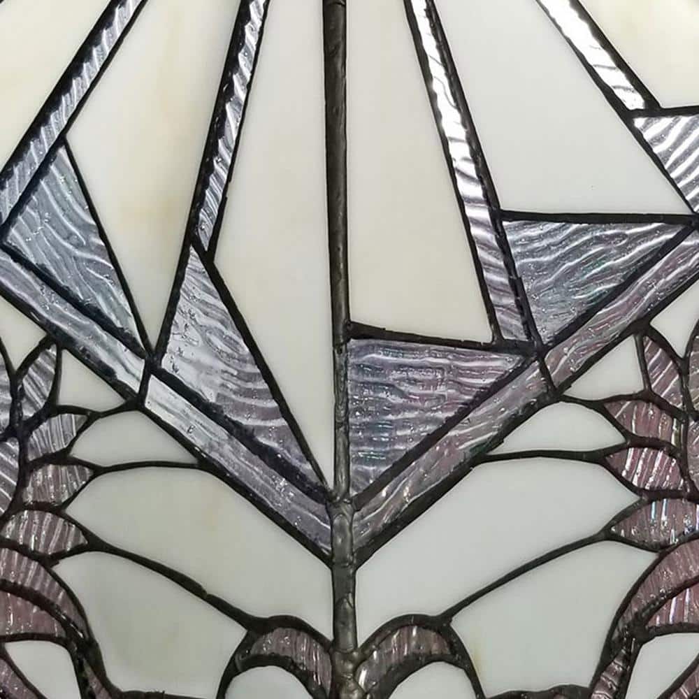 Tiffany Style 22" White Stained Glass Table Lamp