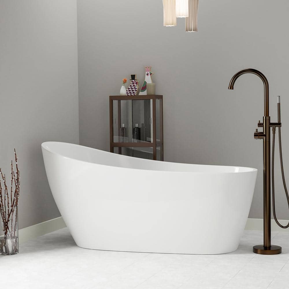 Lorenzo 60" White Acrylic Freestanding Slipper Tub