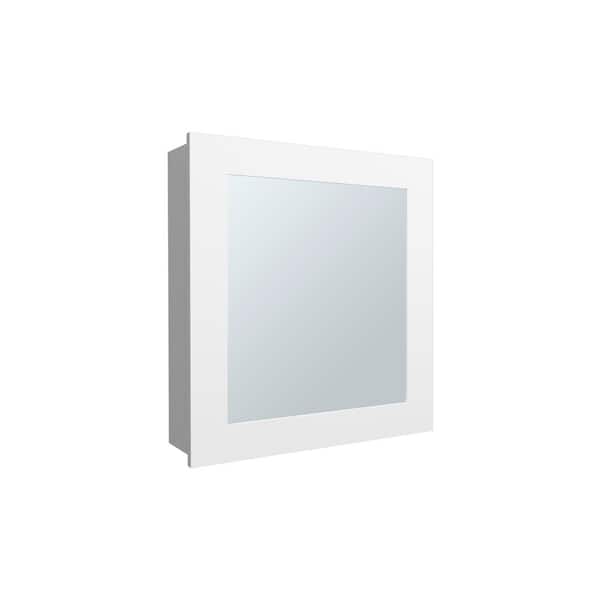 18.6 in. W x 20.5 in. H Rectangular Metal Surface Mount Medicine Cabinet with Mirror in White