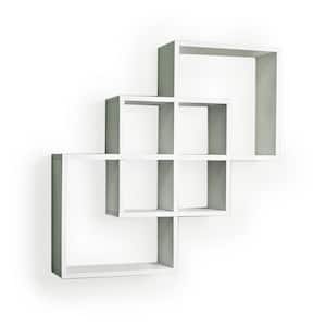 Contempo 23.5 in. W x 23.5 in. H White Laminated MDF Intersecting Squares Decorative Wall Shelf