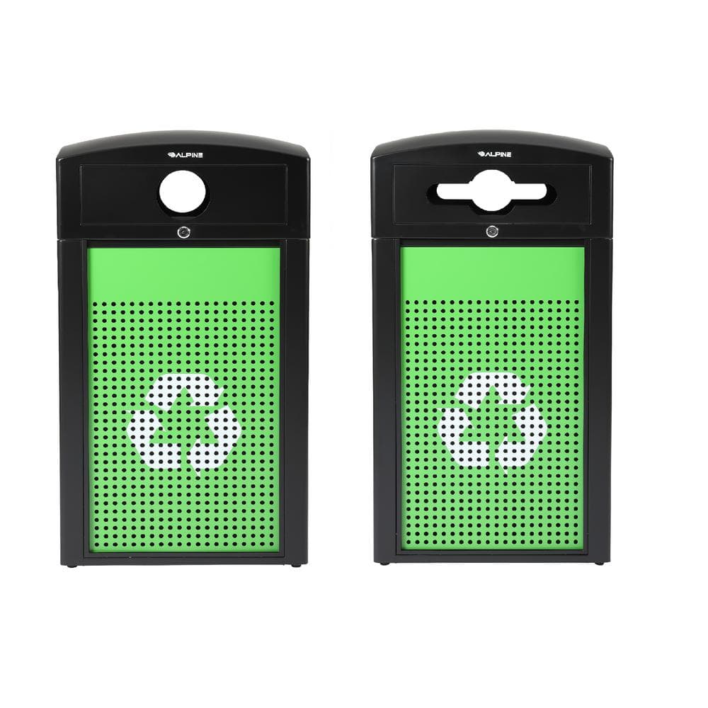 80 Gal. Steel All-Weather Commercial Vented Outdoor Recycling Bin Dual Stat