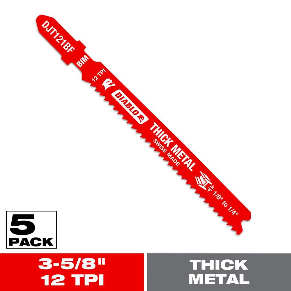 DIABLO 3-5/8 in. x 12 TPI Thick Metal Bi-Metal Jigsaw Blade (5