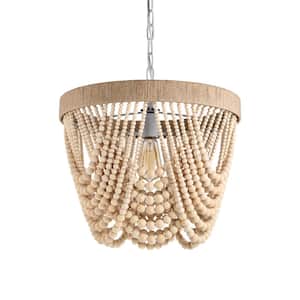 Elli 18 in. 1-Light Indoor White and Light Brown Pendant with Light Kit