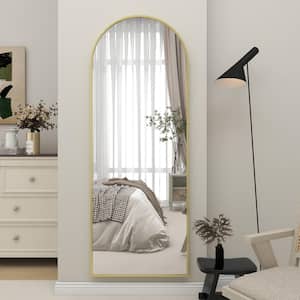 21 in. W x 63 in. H Arched Gold Aluminum Alloy Framed Full Length Mirror Standing Floor Mirror