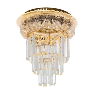 9.84 in. Gold Modern Flush Mount Ceiling Light with Clear Glass Shade and Integrated LED Included
