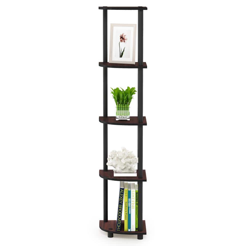 Dark Cherry and Black 5-Tier Corner Display Shelf
