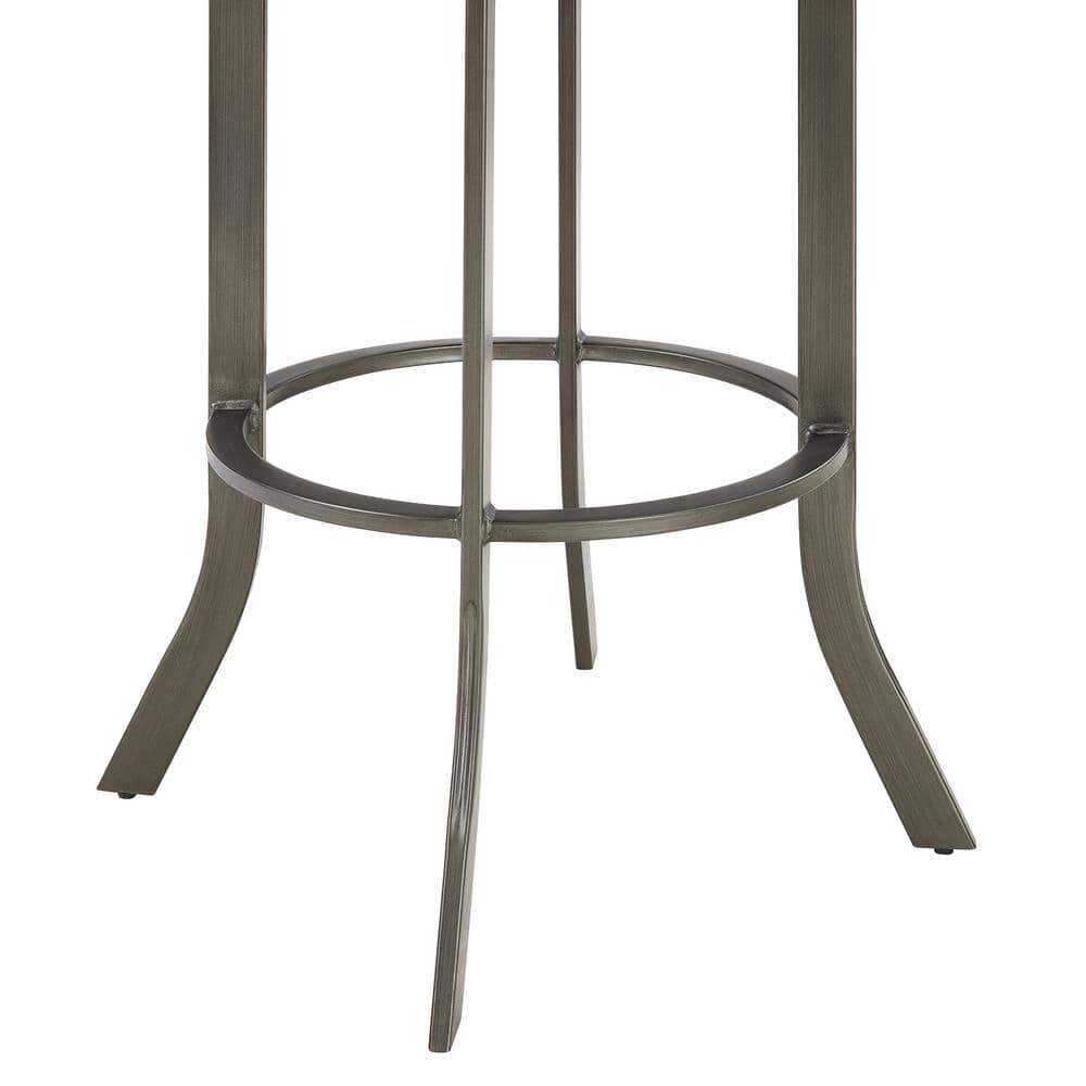 Transitional Swivel Saddle 24" Black Leather and Metal Bar Stool