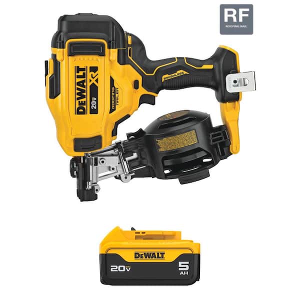 DEWALT - 20-Volt MAX Lithium-Ion 15° Electric Cordless Roofing Nailer with 20-Volt MAX Premium 5. 0Ah Battery Pack