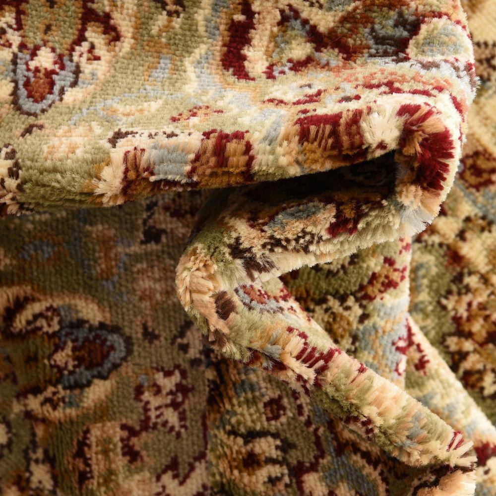Elegant Damask Light Green Synthetic Area Rug 7' x 10'