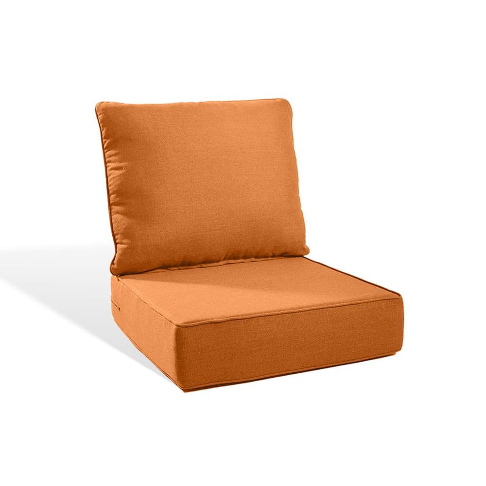 PlushCore 22 in. x 24 in. x 6 in. 2-Piece Deep Seating Outdoor Lounge Chair Thick Cushion Set in Orange (1-Set) price history on PriceWatchPro